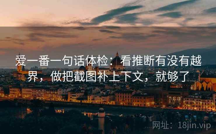 爱一番一句话体检：看推断有没有越界，做把截图补上下文，就够了